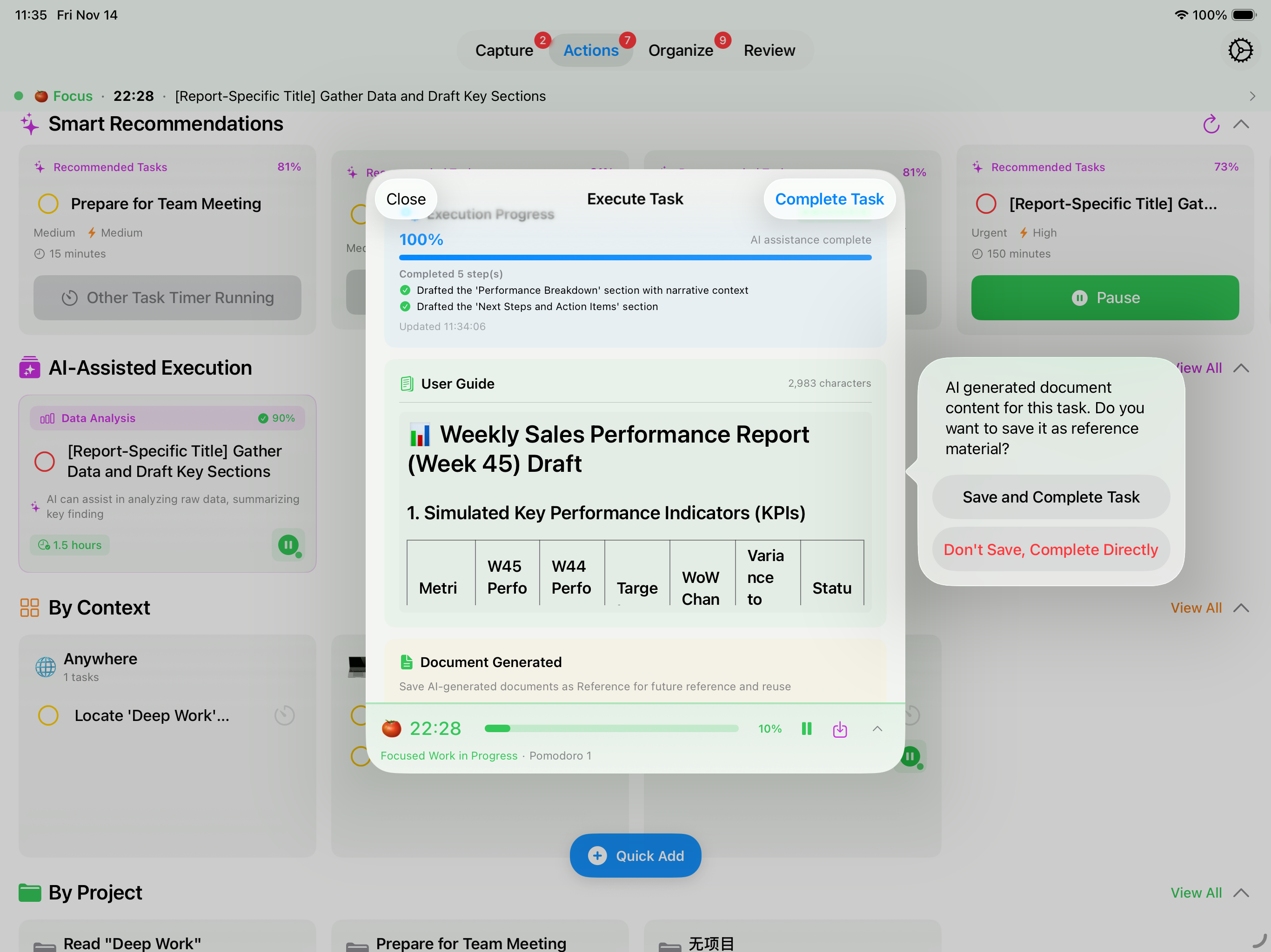 iPad AI generated document save